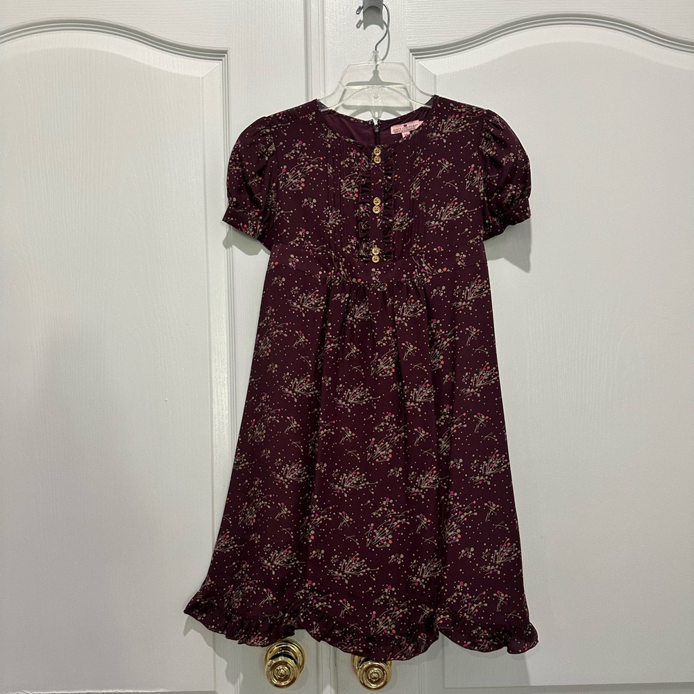 Juicy Couture Girl’s Maroon Floral Dress - Size 14